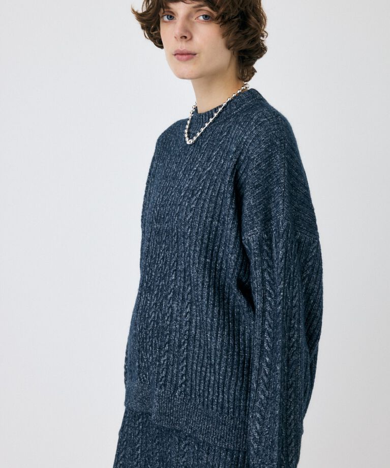 MOUSSY「RIB CABLE ニットトップス」|ニット・セーター|
