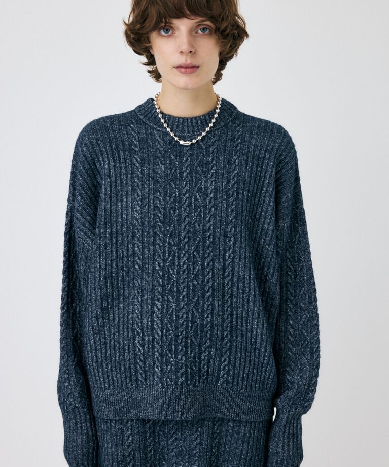 MOUSSY「RIB CABLE ニットトップス」|ニット・セーター|
