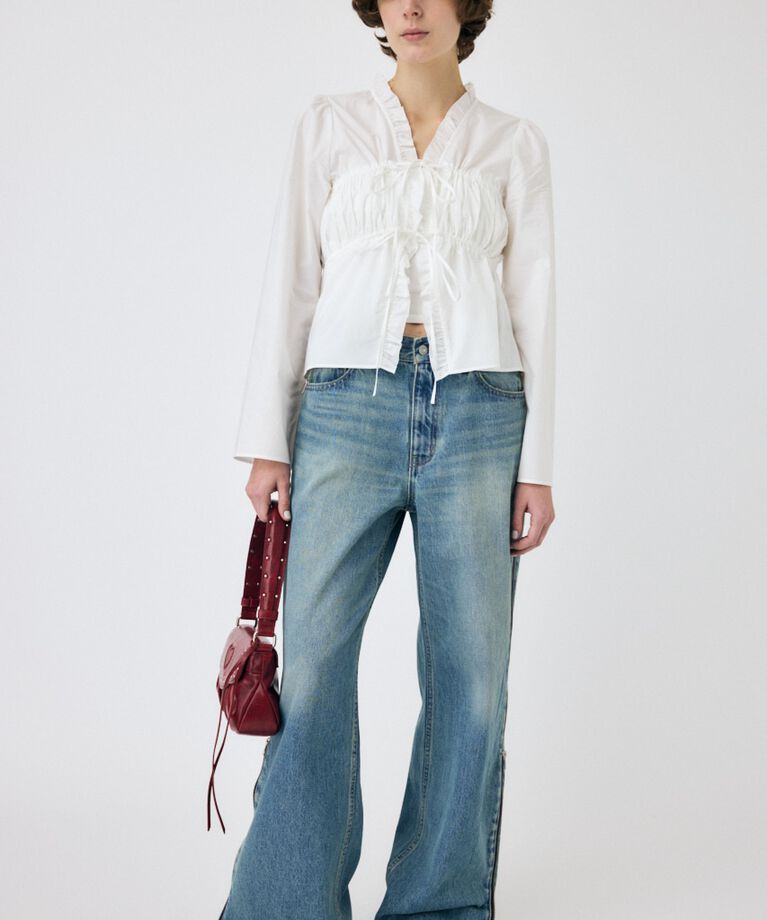 MOUSSY「SIDE ZIP バギー」|デニム|BLU
