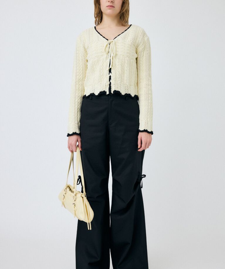 MOUSSY「OPEN STITCH レースアップニット」|ニット・セーター|