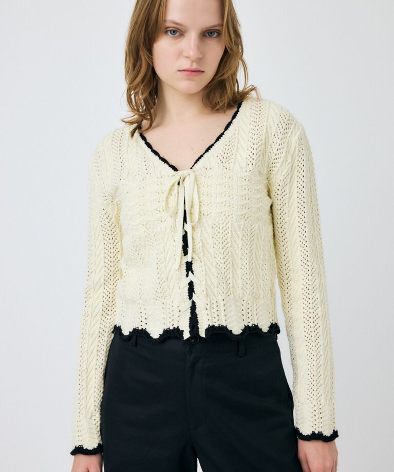 MOUSSY「OPEN STITCH レースアップニット」|ニット・セーター|