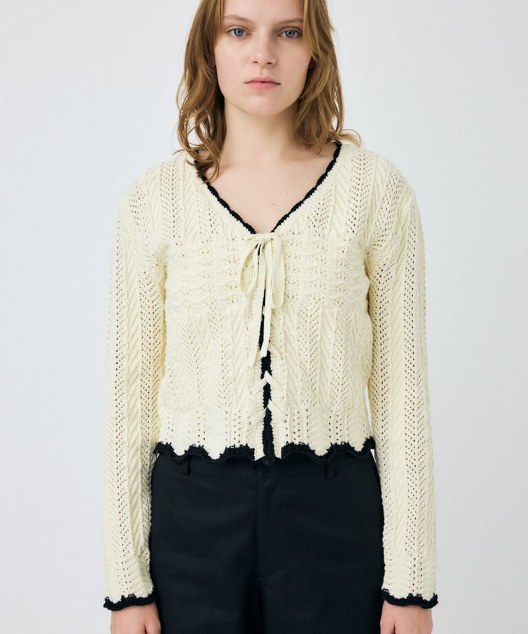 MOUSSY「OPEN STITCH レースアップニット」|ニット・セーター|