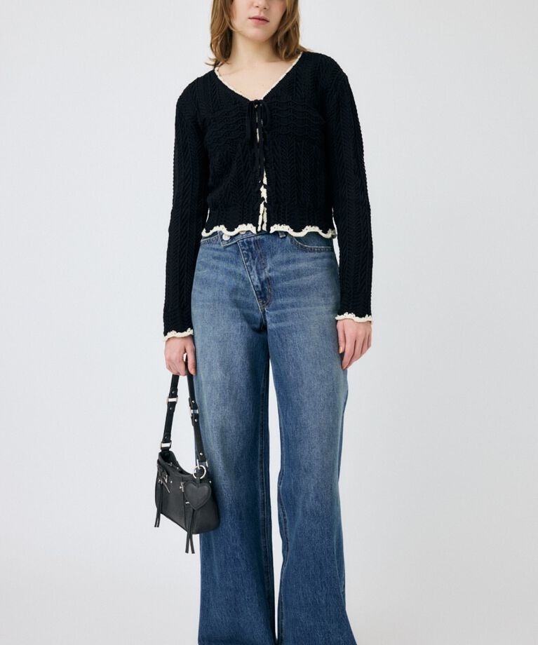 MOUSSY「OPEN STITCH レースアップニット」|ニット・セーター|