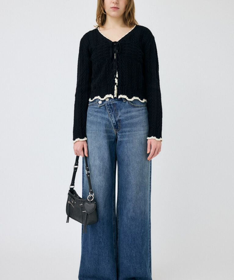 MOUSSY「OPEN STITCH レースアップニット」|ニット・セーター|