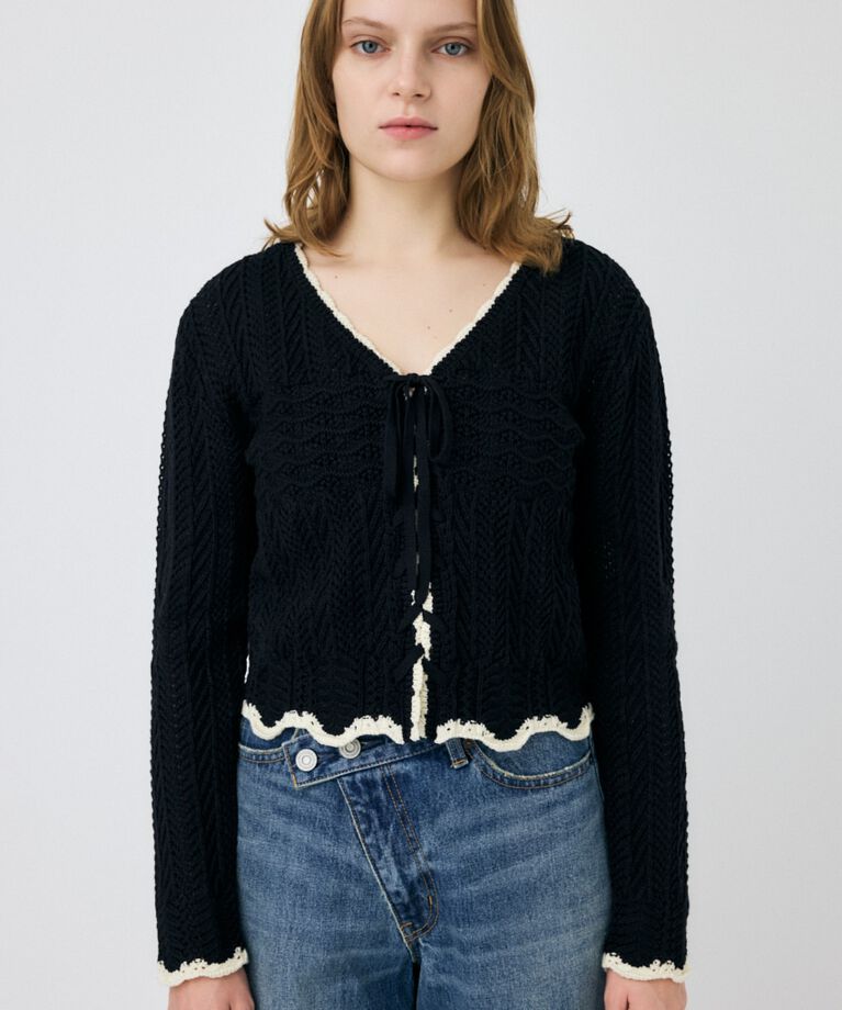 MOUSSY「OPEN STITCH レースアップニット」|ニット・セーター|