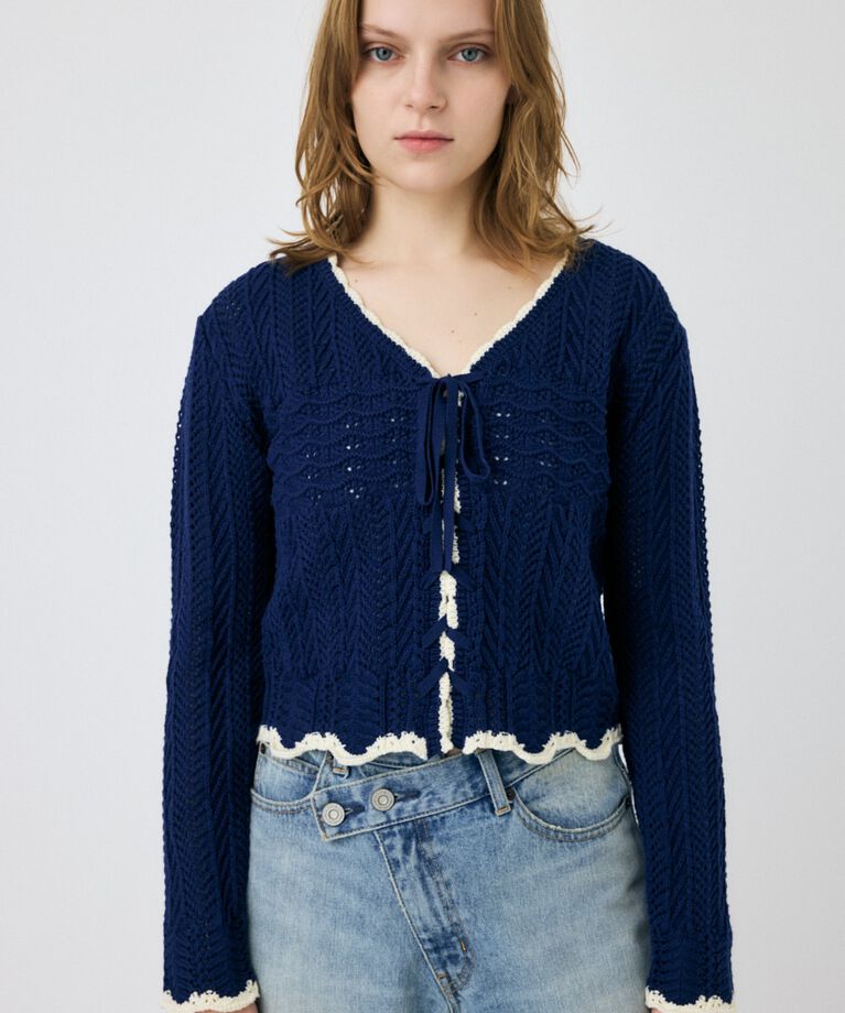MOUSSY「OPEN STITCH レースアップニット」|ニット・セーター|