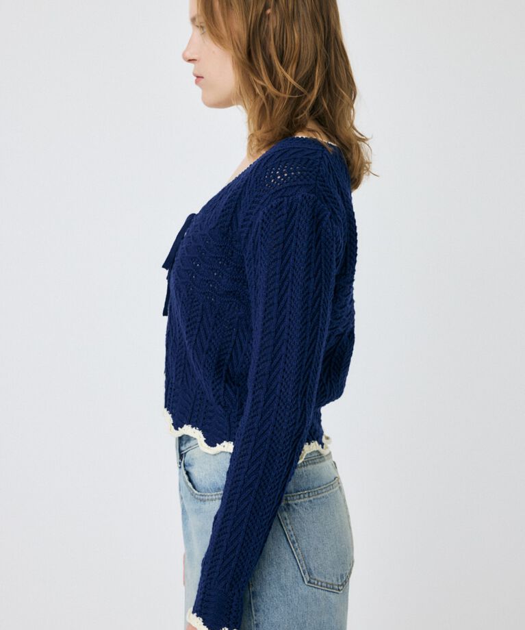 MOUSSY「OPEN STITCH レースアップニット」|ニット・セーター|