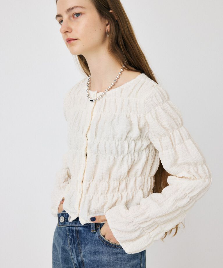 MOUSSY「SHIRRING カーディガン」|Tシャツ・カットソー|
