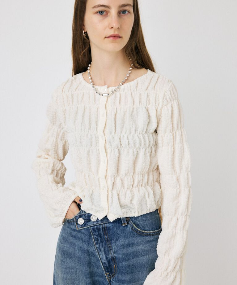 MOUSSY「SHIRRING カーディガン」|Tシャツ・カットソー|