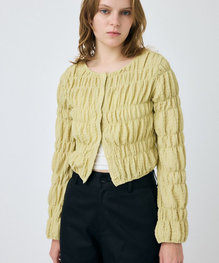 MOUSSY「SHIRRING カーディガン」|Tシャツ・カットソー|L/YEL1