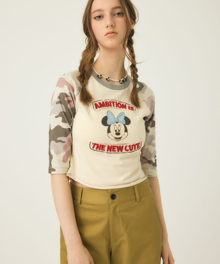 MOUSSY「MD PATCHED ラグランTシャツ / MINNIE」|Tシャツ・カットソー|柄GRY5