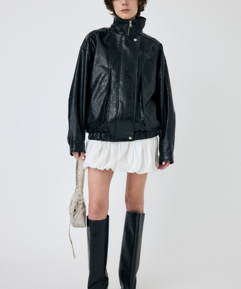 MOUSSY「GLOSSY F/LEATHER ブルゾン」|ブルゾン・スタジャン|