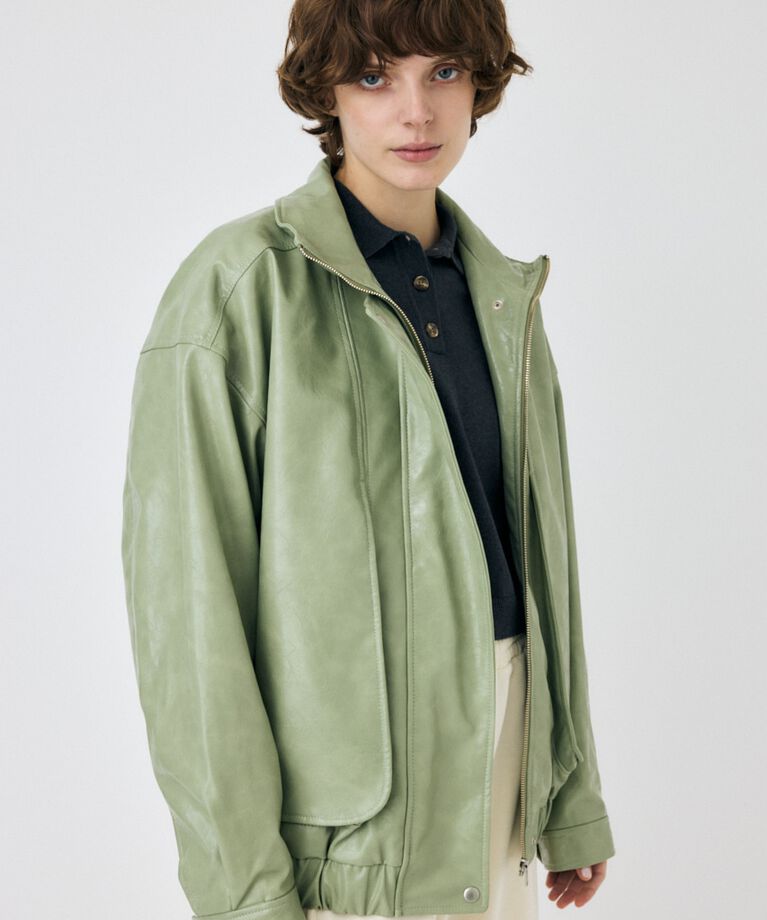 MOUSSY「GLOSSY F/LEATHER ブルゾン」|ブルゾン・スタジャン|