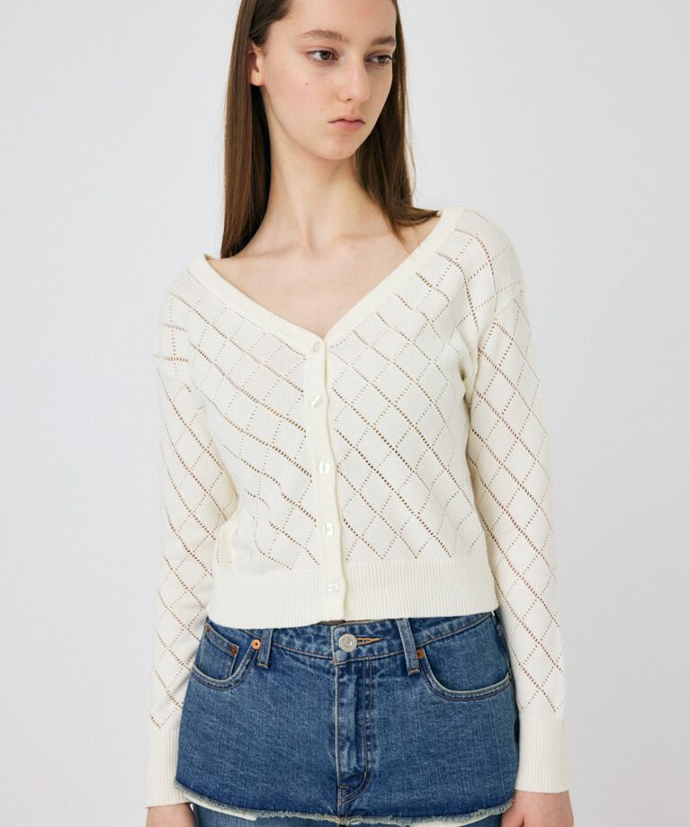 MOUSSY「EYELET ニットカーディガン」|ニット・セーター|