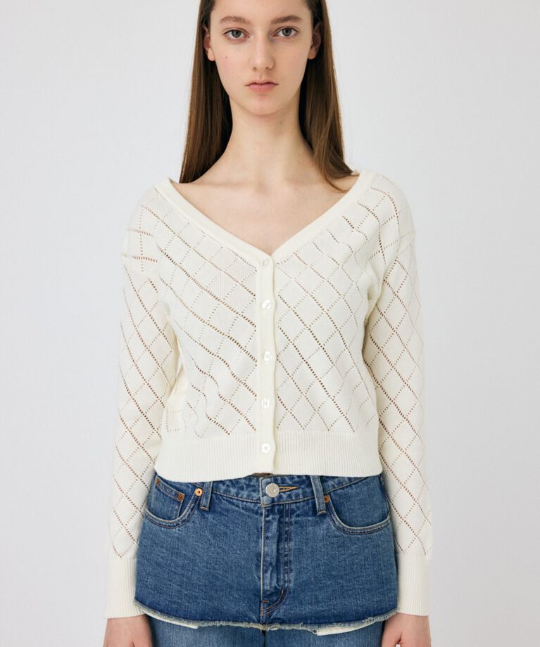 MOUSSY「EYELET ニットカーディガン」|ニット・セーター|