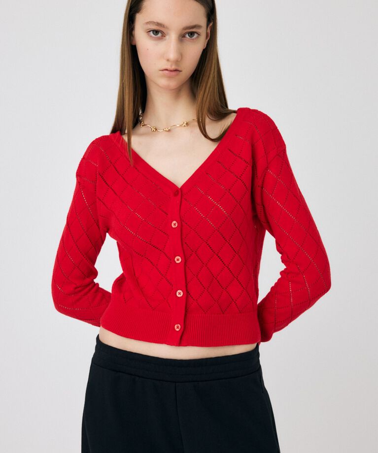 MOUSSY「EYELET ニットカーディガン」|ニット・セーター|