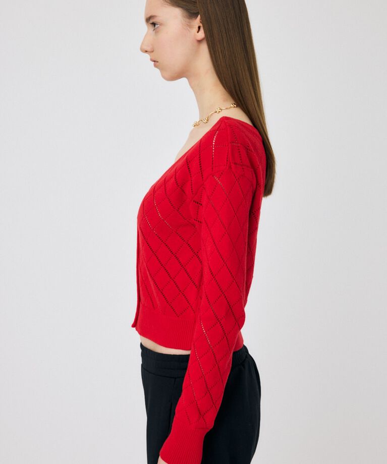 MOUSSY「EYELET ニットカーディガン」|ニット・セーター|
