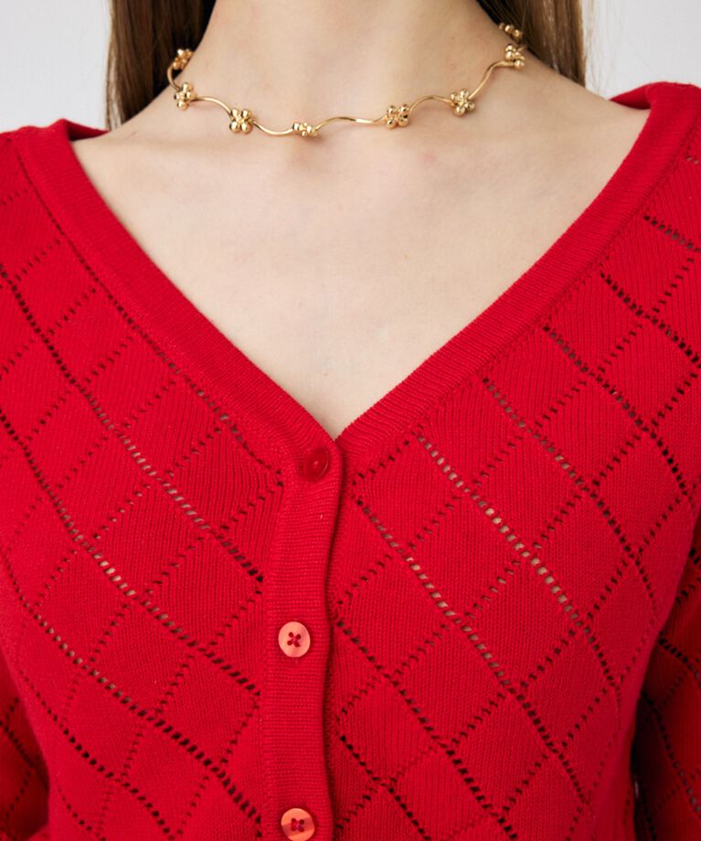 MOUSSY「EYELET ニットカーディガン」|ニット・セーター|