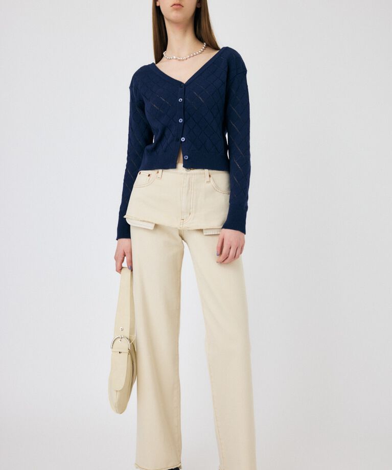 MOUSSY「EYELET ニットカーディガン」|ニット・セーター|