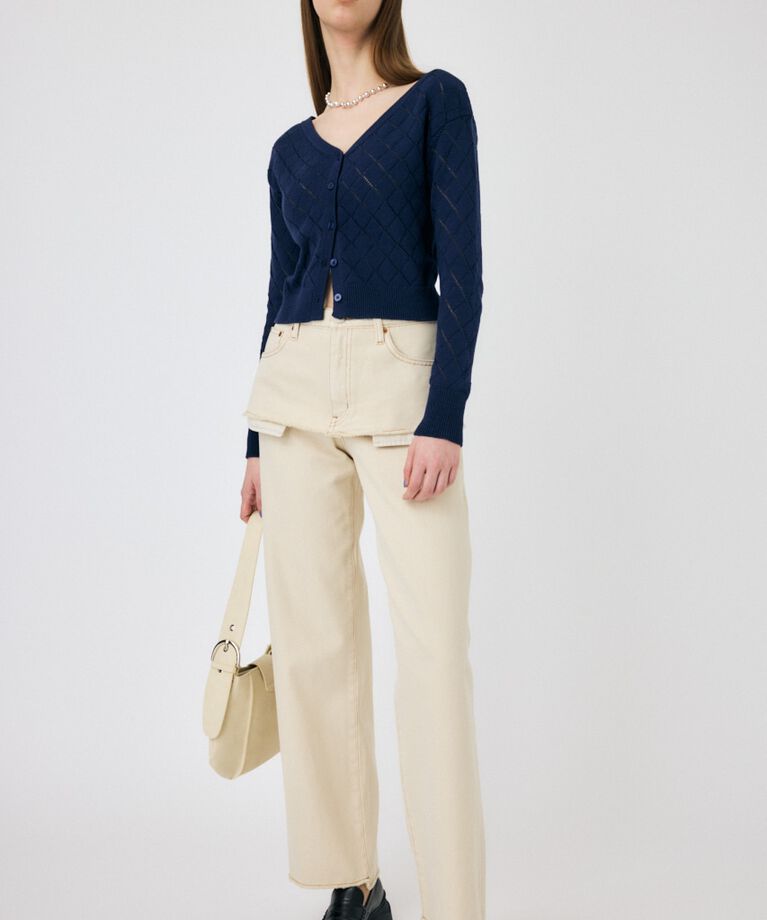 MOUSSY「EYELET ニットカーディガン」|ニット・セーター|