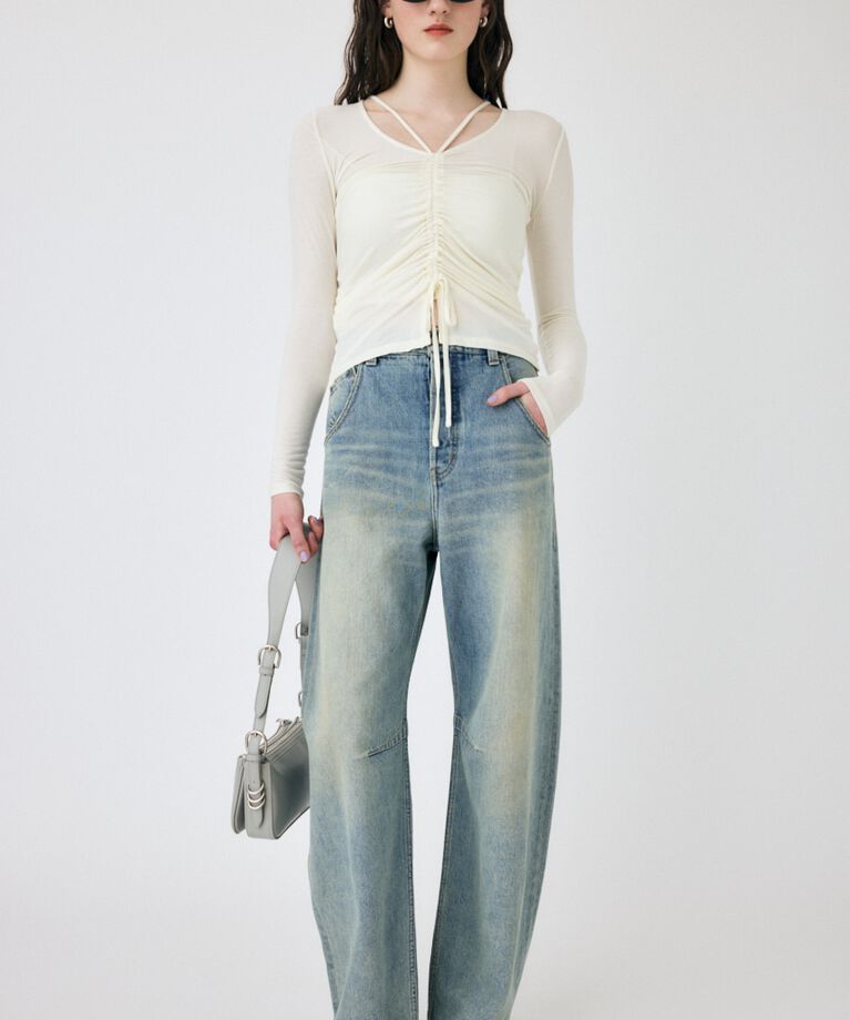 MOUSSY「FRONT GATHER ロングスリーブトップス」|Tシャツ・カットソー|