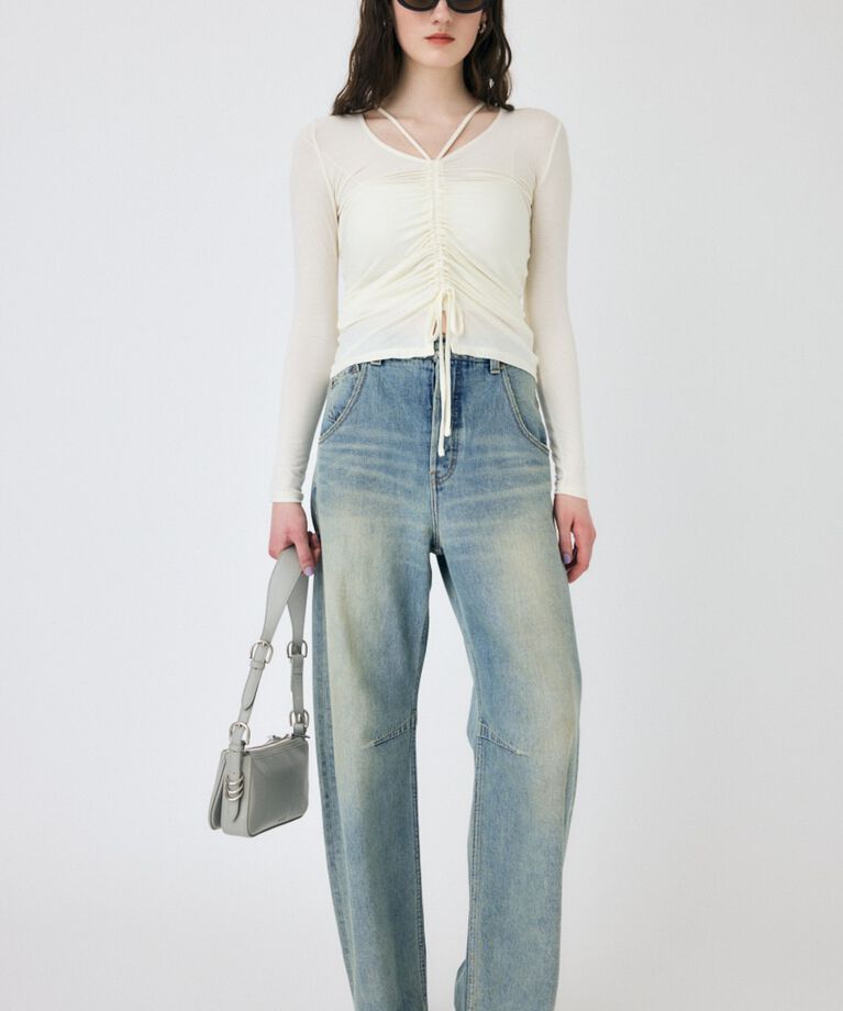 MOUSSY「FRONT GATHER ロングスリーブトップス」|Tシャツ・カットソー|