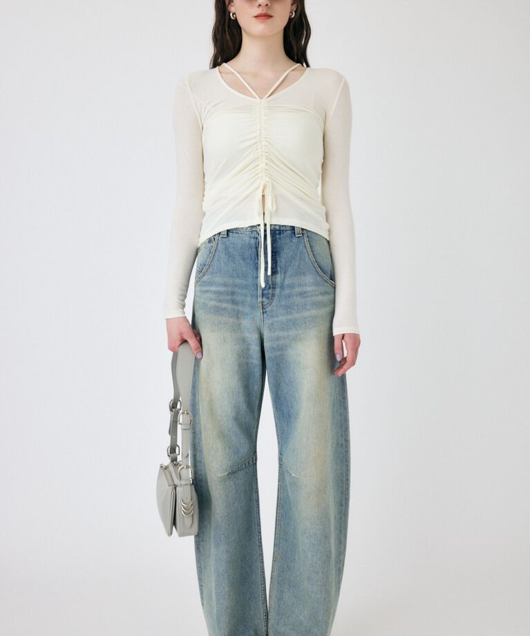 MOUSSY「FRONT GATHER ロングスリーブトップス」|Tシャツ・カットソー|