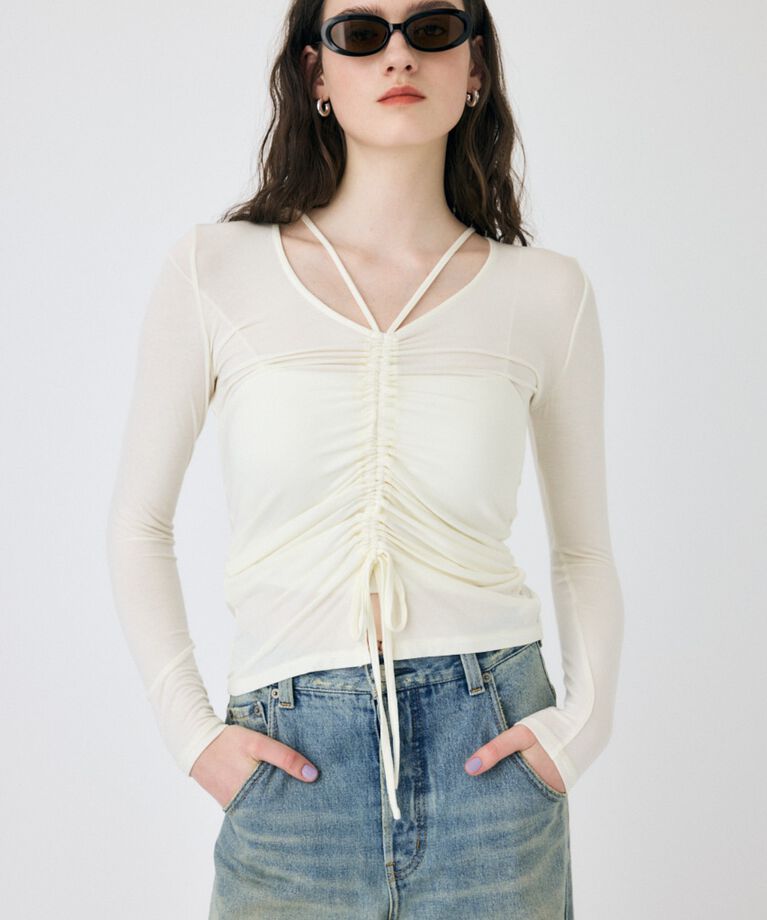 MOUSSY「FRONT GATHER ロングスリーブトップス」|Tシャツ・カットソー|