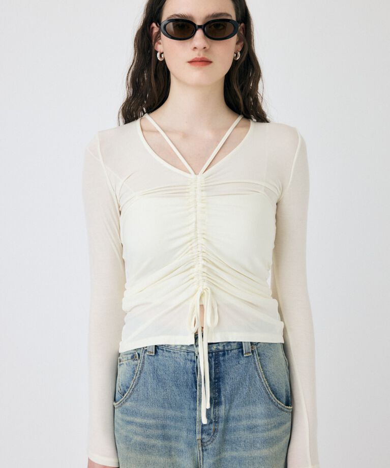 MOUSSY「FRONT GATHER ロングスリーブトップス」|Tシャツ・カットソー|