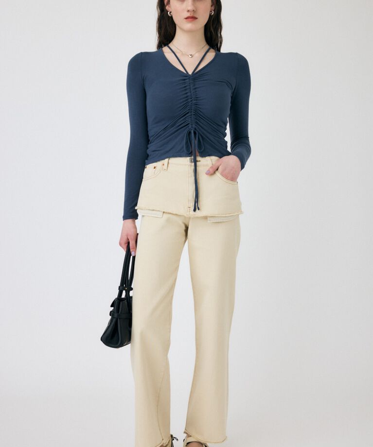MOUSSY「FRONT GATHER ロングスリーブトップス」|Tシャツ・カットソー|