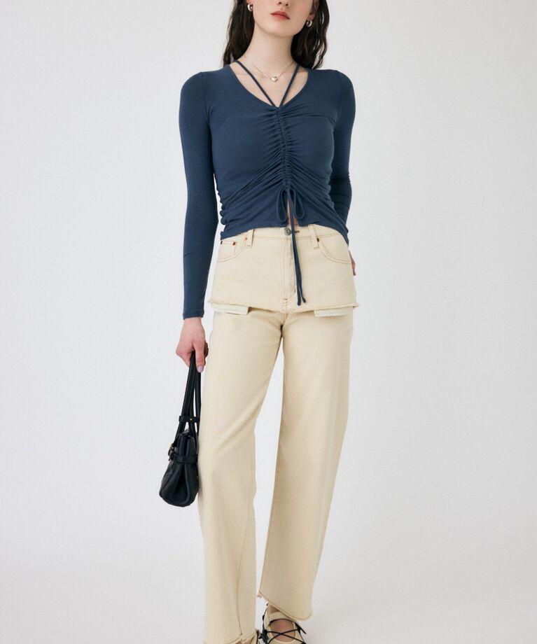 MOUSSY「FRONT GATHER ロングスリーブトップス」|Tシャツ・カットソー|