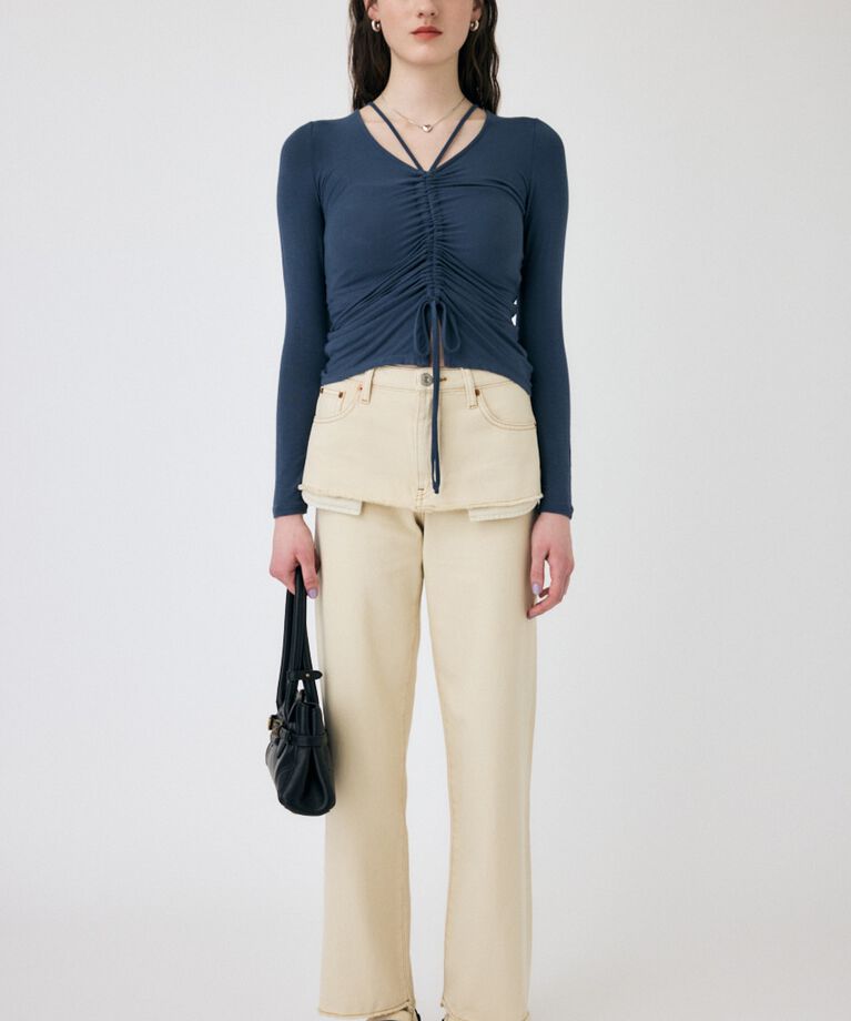 MOUSSY「FRONT GATHER ロングスリーブトップス」|Tシャツ・カットソー|