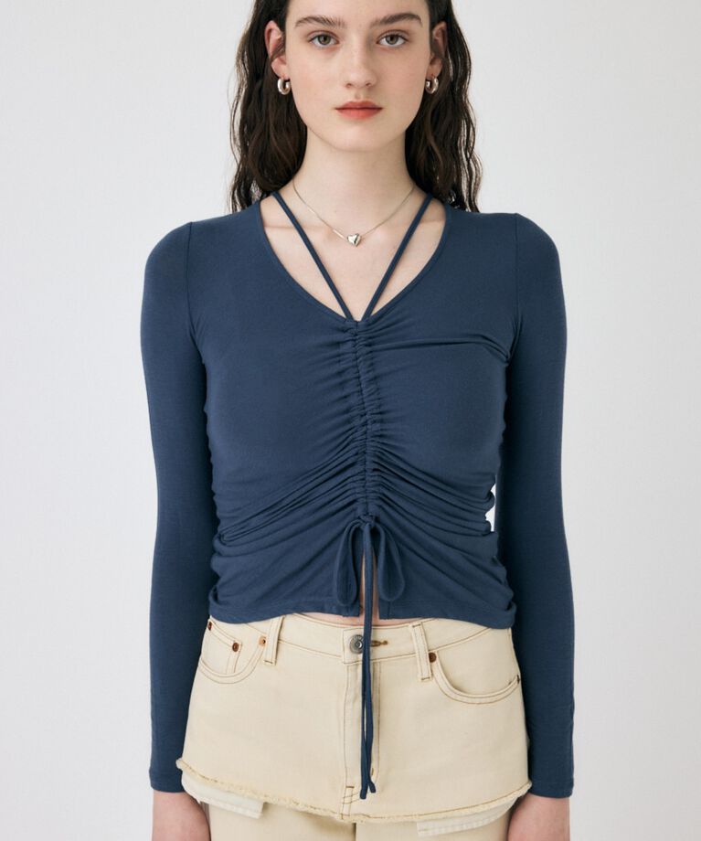MOUSSY「FRONT GATHER ロングスリーブトップス」|Tシャツ・カットソー|