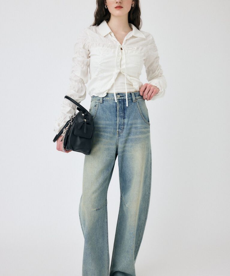 MOUSSY「FRONT TIE SHIRRING シャツ」|シャツ・ブラウス|