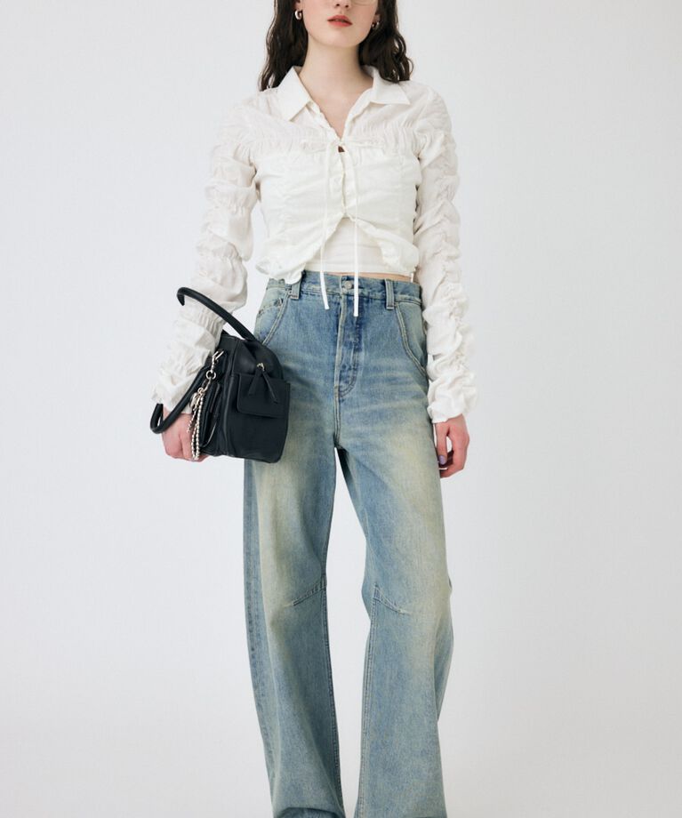 MOUSSY「FRONT TIE SHIRRING シャツ」|シャツ・ブラウス|