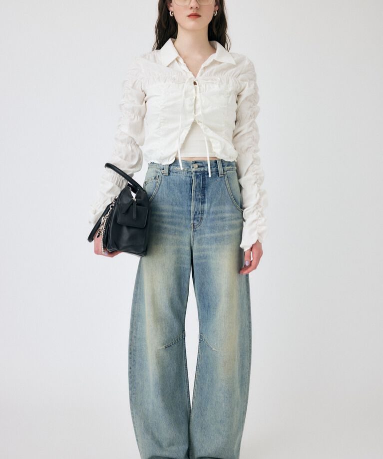 MOUSSY「FRONT TIE SHIRRING シャツ」|シャツ・ブラウス|