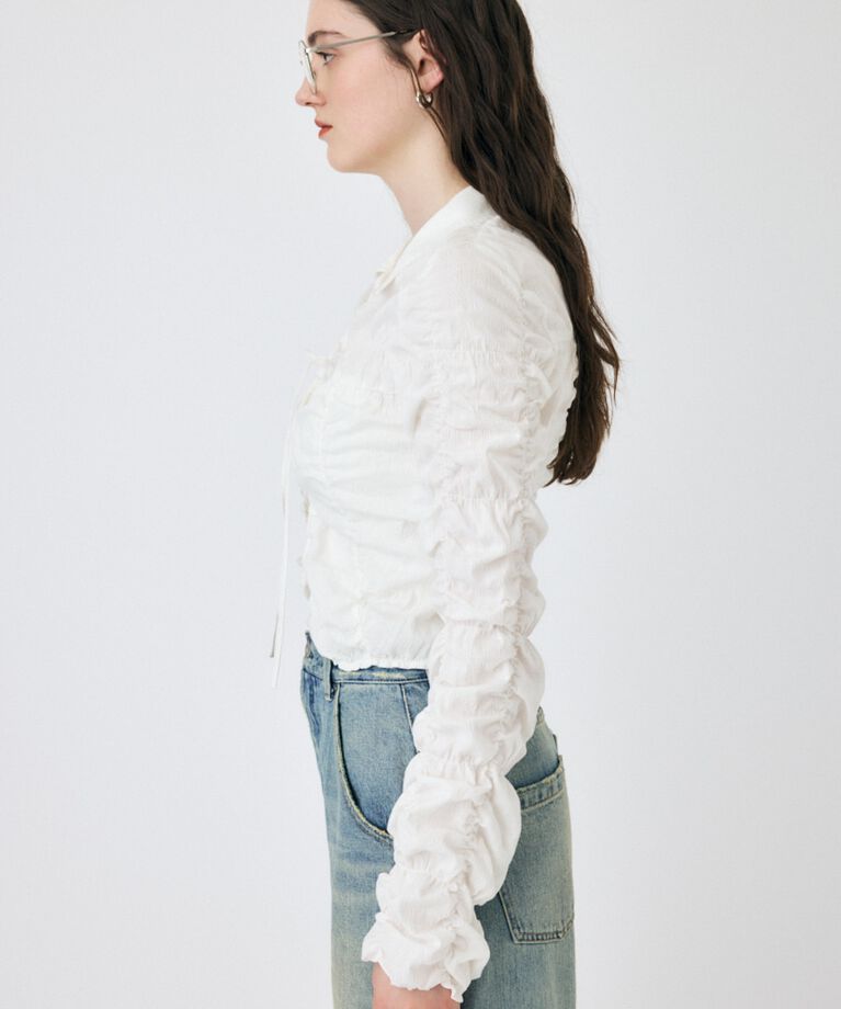 MOUSSY「FRONT TIE SHIRRING シャツ」|シャツ・ブラウス|