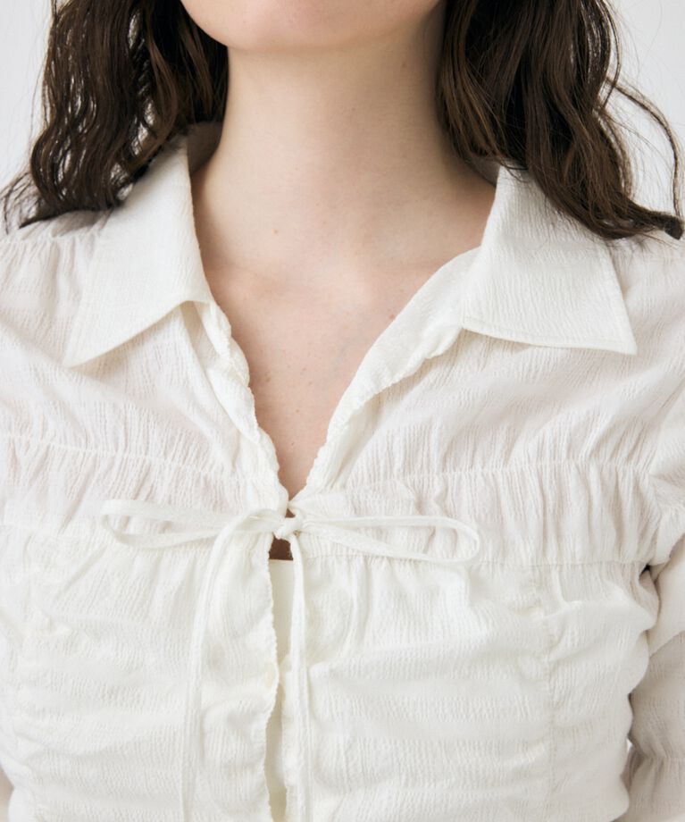 MOUSSY「FRONT TIE SHIRRING シャツ」|シャツ・ブラウス|
