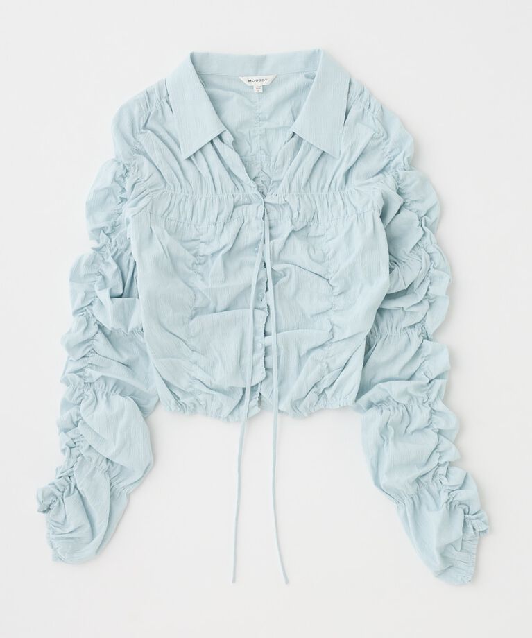 MOUSSY「FRONT TIE SHIRRING シャツ」|シャツ・ブラウス|