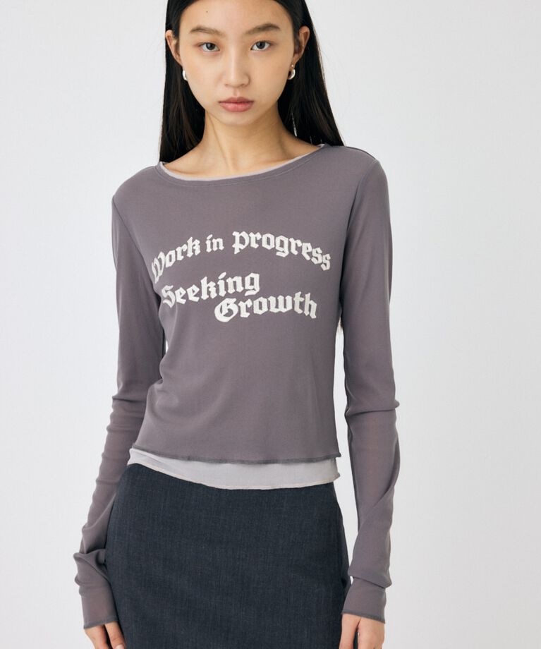 MOUSSY「SHEER LAYERED ロングスリーブTシャツ」|Tシャツ・カットソー|D/GRY3
