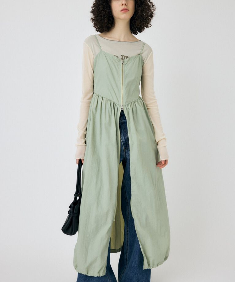 MOUSSY「FRONT ZIP NYLON キャミドレス」|ワンピース|L/KHA1