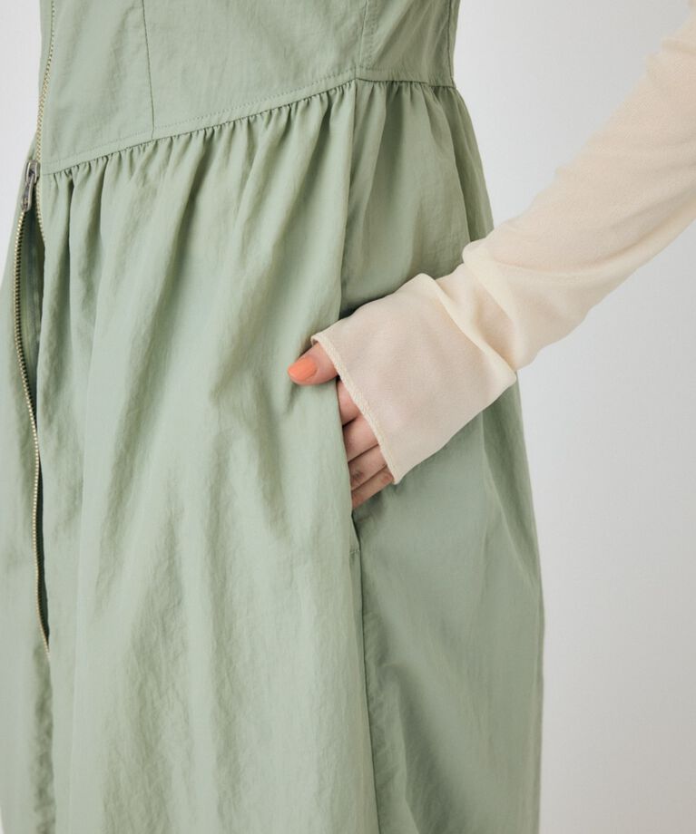 MOUSSY「FRONT ZIP NYLON キャミドレス」|ワンピース|
