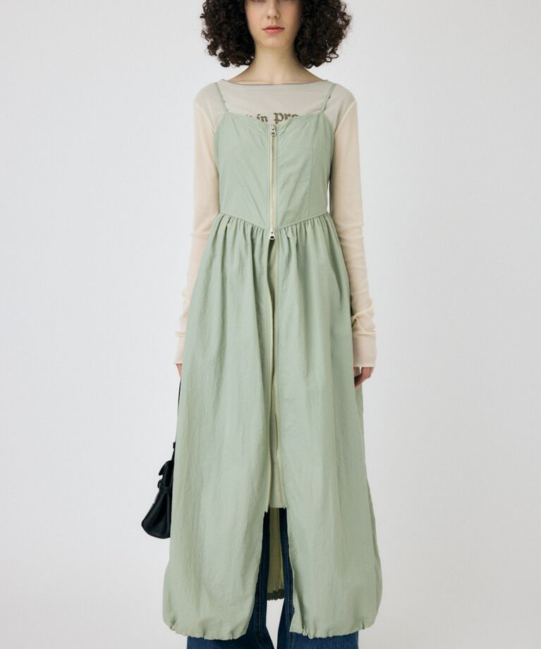 MOUSSY「FRONT ZIP NYLON キャミドレス」|ワンピース|