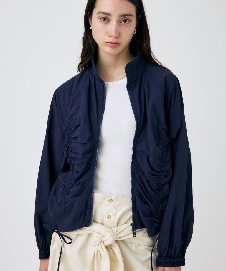 MOUSSY「RIBBON GATHER NYLON ジャケット」|ブルゾン・スタジャン|D/NVY3