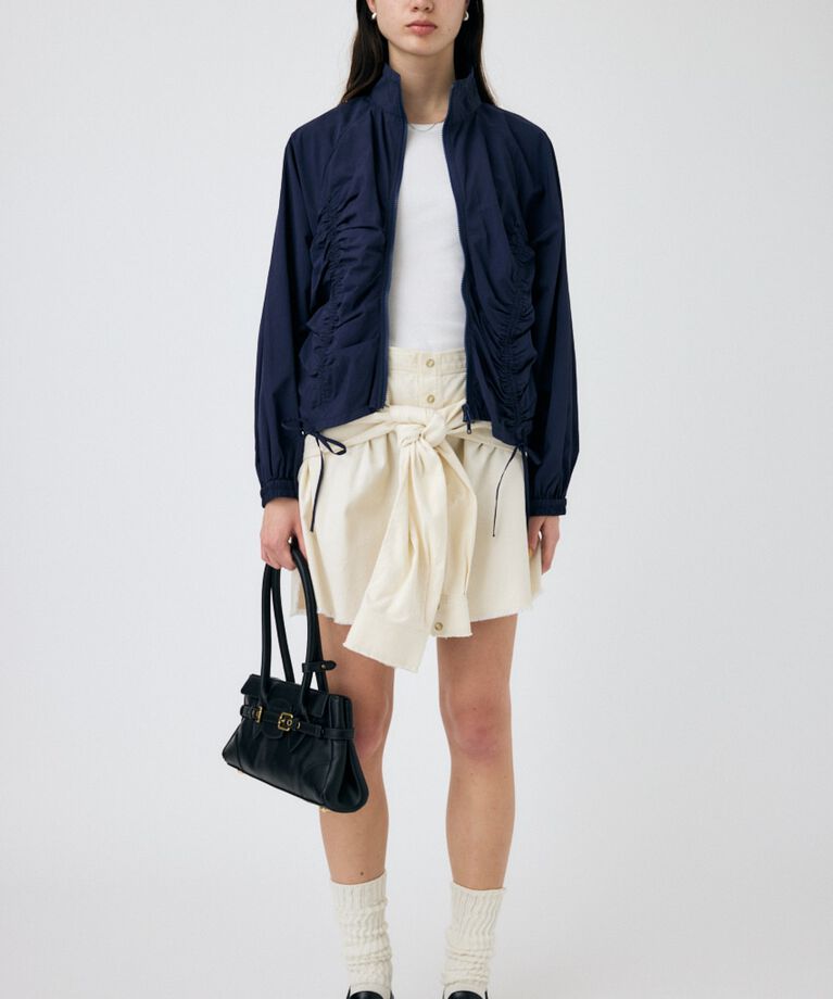 MOUSSY「RIBBON GATHER NYLON ジャケット」|ブルゾン・スタジャン|
