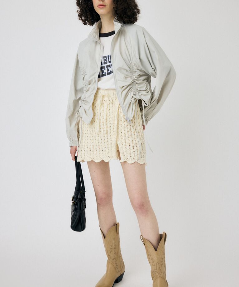 MOUSSY「RIBBON GATHER NYLON ジャケット」|ブルゾン・スタジャン|