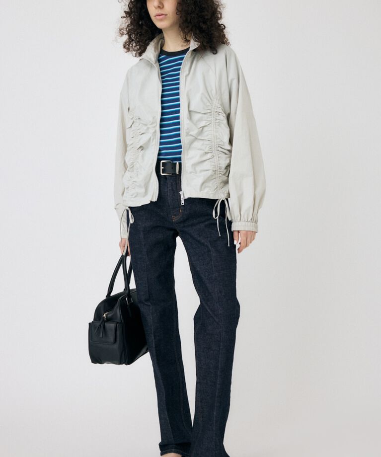 MOUSSY「RIBBON GATHER NYLON ジャケット」|ブルゾン・スタジャン|