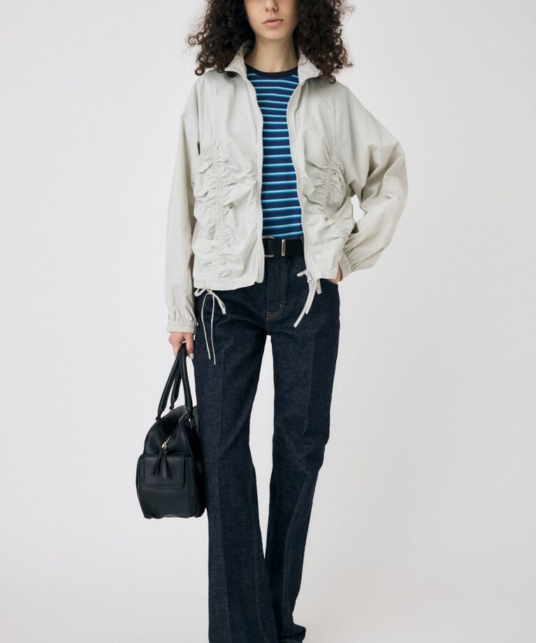 MOUSSY「RIBBON GATHER NYLON ジャケット」|ブルゾン・スタジャン|