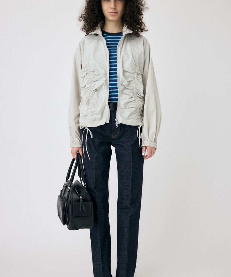 MOUSSY「RIBBON GATHER NYLON ジャケット」|ブルゾン・スタジャン|