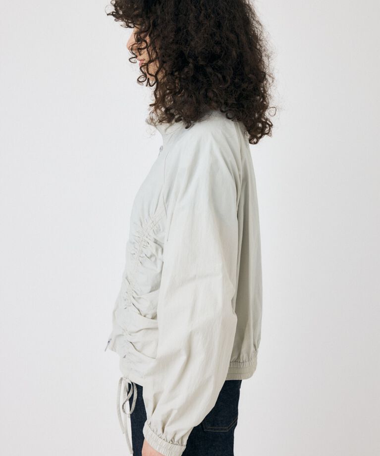 MOUSSY「RIBBON GATHER NYLON ジャケット」|ブルゾン・スタジャン|